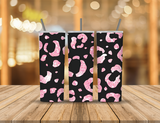 Pink Black Speckled Animal Print 20 oz Tumbler Design Digital Download #398