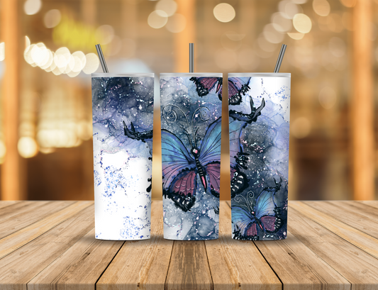 Butterfly Blue Sparkle Speckled Abstract 20 oz Tumbler Design Digital Download #492