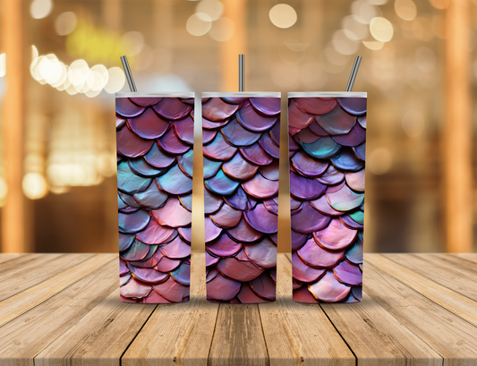 Iridescent Blue Pink Purple Dragon Mermaid Scales 20 oz Tumbler Design Digital Download #330