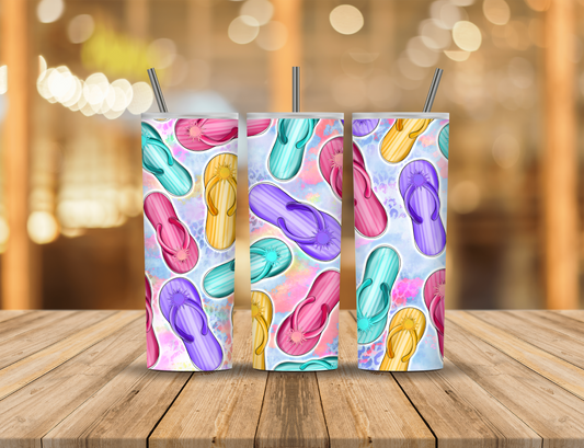 Animated Cartoon Summer Flip Flops 20 oz Tumbler Design Digital Download #623