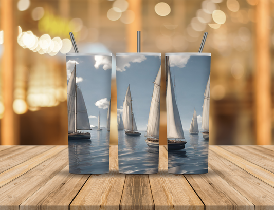 Summer Ocean Sunshine Sailboats 20 oz Tumbler Design Digital Download #296