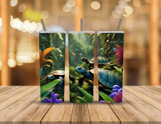 Tropical Jungle Turtles 20 oz Tumbler Design Digital Download #387