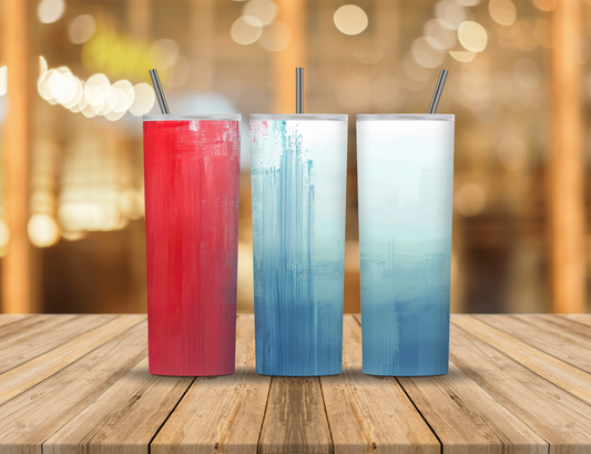 Red White Blue Oil Painting 20 oz Tumbler Design Digital Download #530