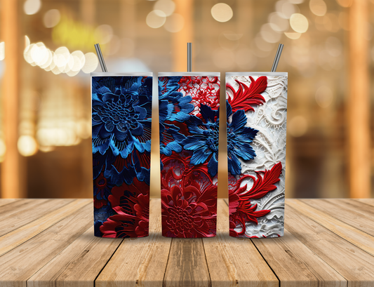 Red White Blue Lace 20 oz Tumbler Design Digital Download #539