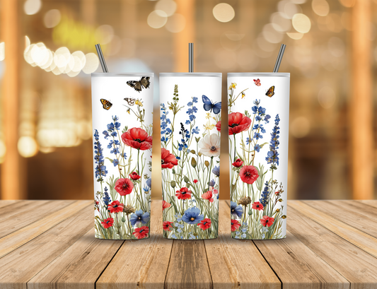 Spring Summer Flowers 20 oz Tumbler Design Digital Download #603