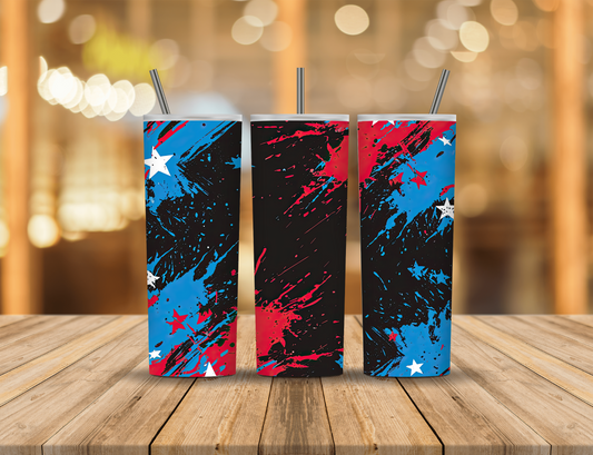 Red White Blue Star Splatter 20 oz Tumbler Design Digital Download #547