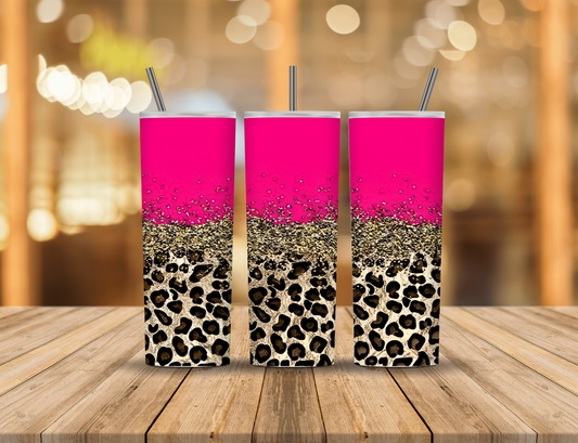Pink Gold Glitter Animal Print 20 oz Tumbler Design Digital Download #85