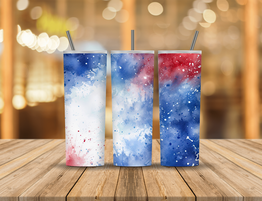 Red White Blue Alcohol Ink 20 oz Tumbler Design Digital Download #597