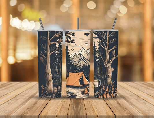 Camping Nature Summer Mountains Forest 20 oz Tumbler Design Digital Download #450