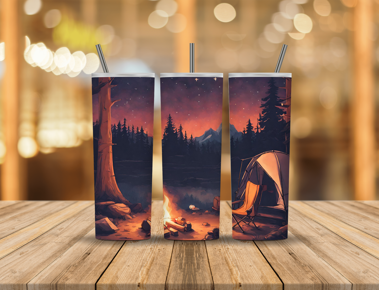 Nightfall Nature Camping Forest Mountains 20 oz Tumbler Design Digital Download #452