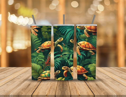 Tropical Green Turtles 20 oz Tumbler Design Digital Download #322