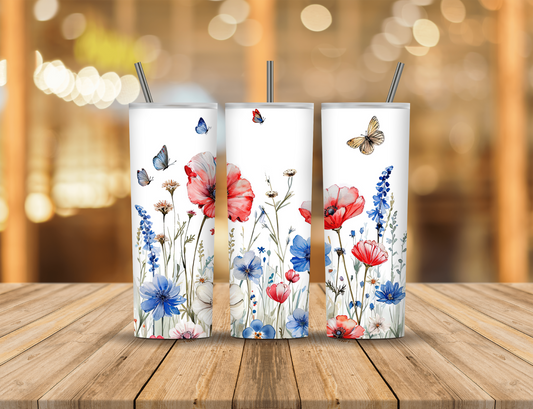 Spring Summer Flowers 20 oz Tumbler Design Digital Download #617