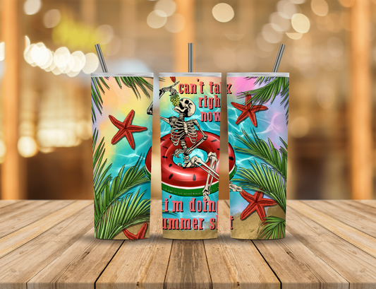 Animated Cartoon Palm Leaves Skeleton 20 oz Tumbler Design Digital Download #467