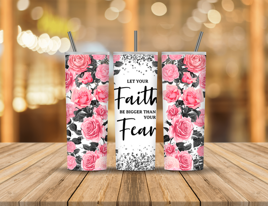 Roses Flowers Religious Faith Pink 20 oz Tumbler Design Digital Download #145