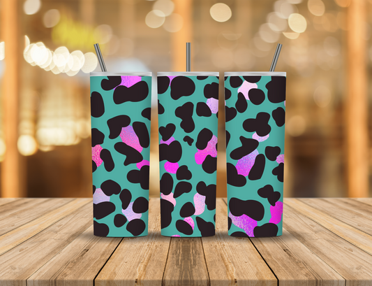 Green Pink Black Animal Print 20 oz Tumbler Design Digital Download #69