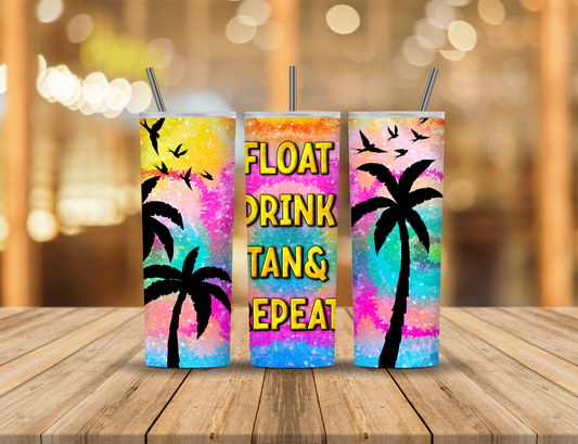 Animated Cartoon Summer Palm Trees 20 oz Tumbler Design Digital Download #624