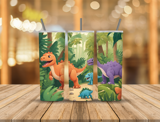 Cartoon Dinosaurs Tropical 20 oz Tumbler Design Digital Download #326