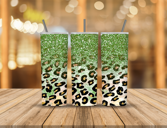 Green Glitter Animal Print 20 oz Tumbler Design Digital Download #73