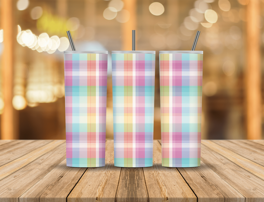 Spring Pastel Plaid 20 oz Tumbler Design Digital Download #465