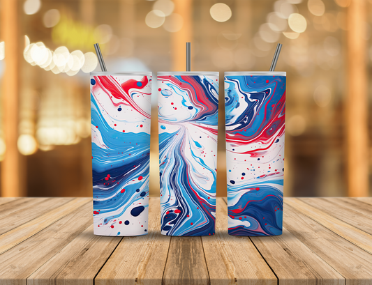 Red White Blue Speckled Abstract 20 oz Tumbler Design Digital Download #561
