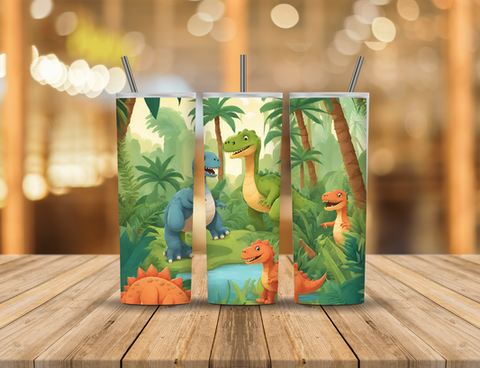 Tropical Jungle Forest Dinosaurs 20 oz Tumbler Design Digital Download #359
